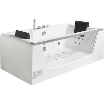 Eago Whirlpool 6 ft Clear Rectangular Acrylic White Bathtub for Two
