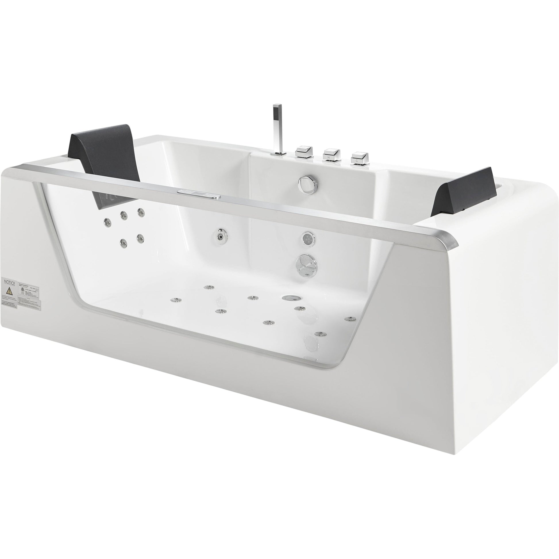 Eago Whirlpool 6 ft Clear Rectangular Acrylic White Bathtub for Two