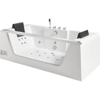 Eago Whirlpool 6 ft Clear Rectangular Acrylic White Bathtub for Two