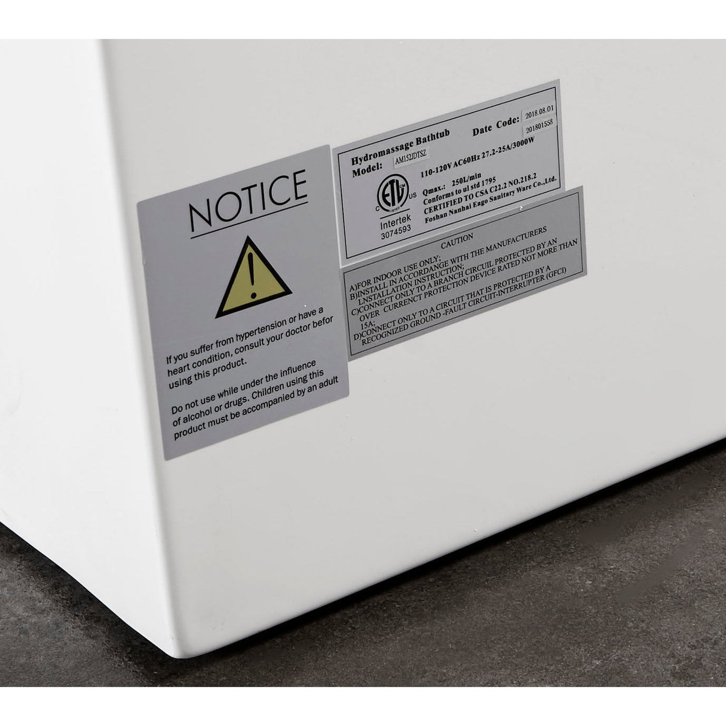 Eago Whirlpool 6 ft Rectangular Acrylic White Bathtub