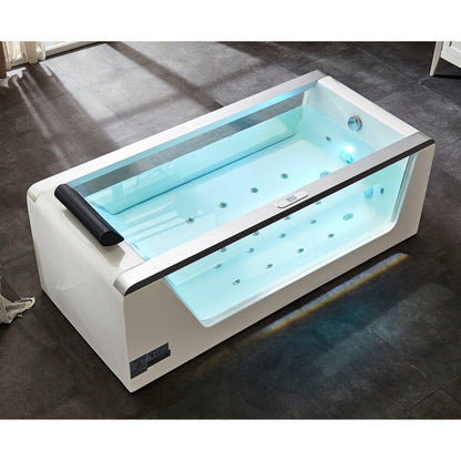 Eago Whirlpool 6 ft Rectangular Acrylic White Bathtub