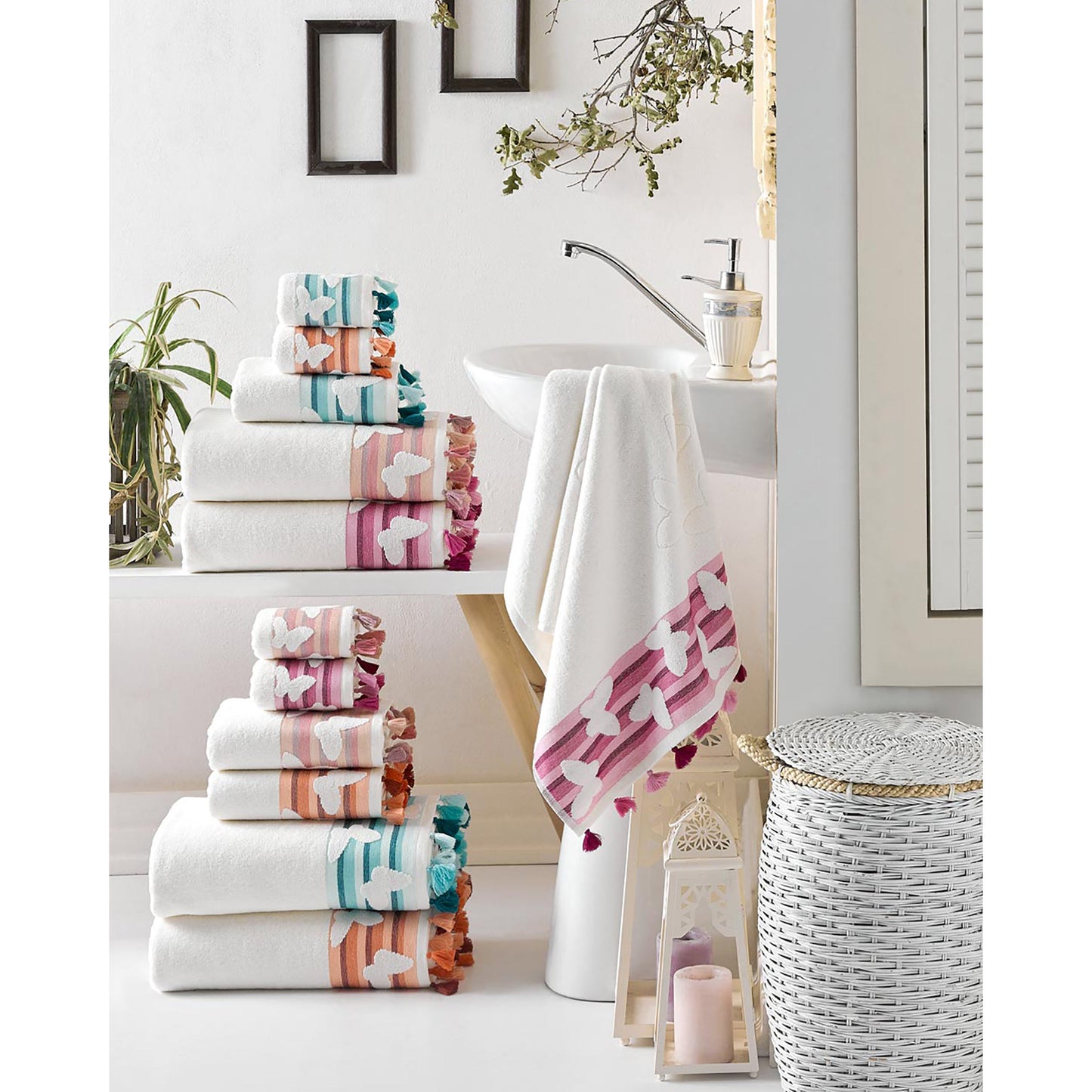 East 'N Blue Butterfly 60" Peach Bath Towel