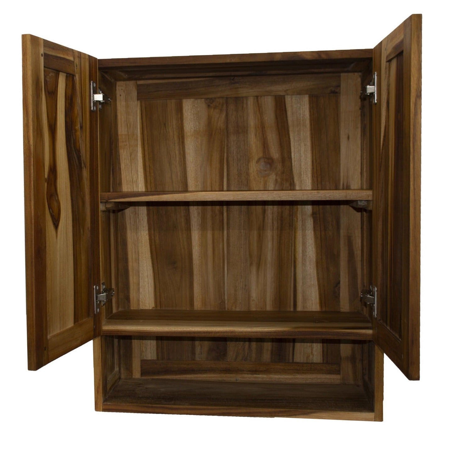 EcoDecors Curvature 24" EarthyTeak Solid Teak Wood Fully Assembled Wall Cabinet