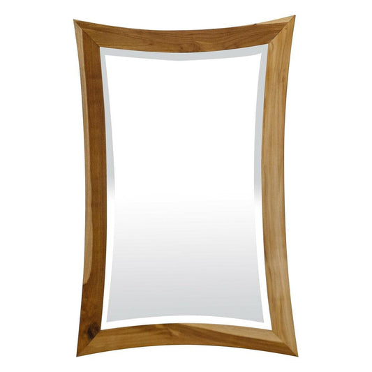 EcoDecors Curvature 24" x 35" EarthyTeak Solid Teak Wood Fully Assembled Wall Mirror
