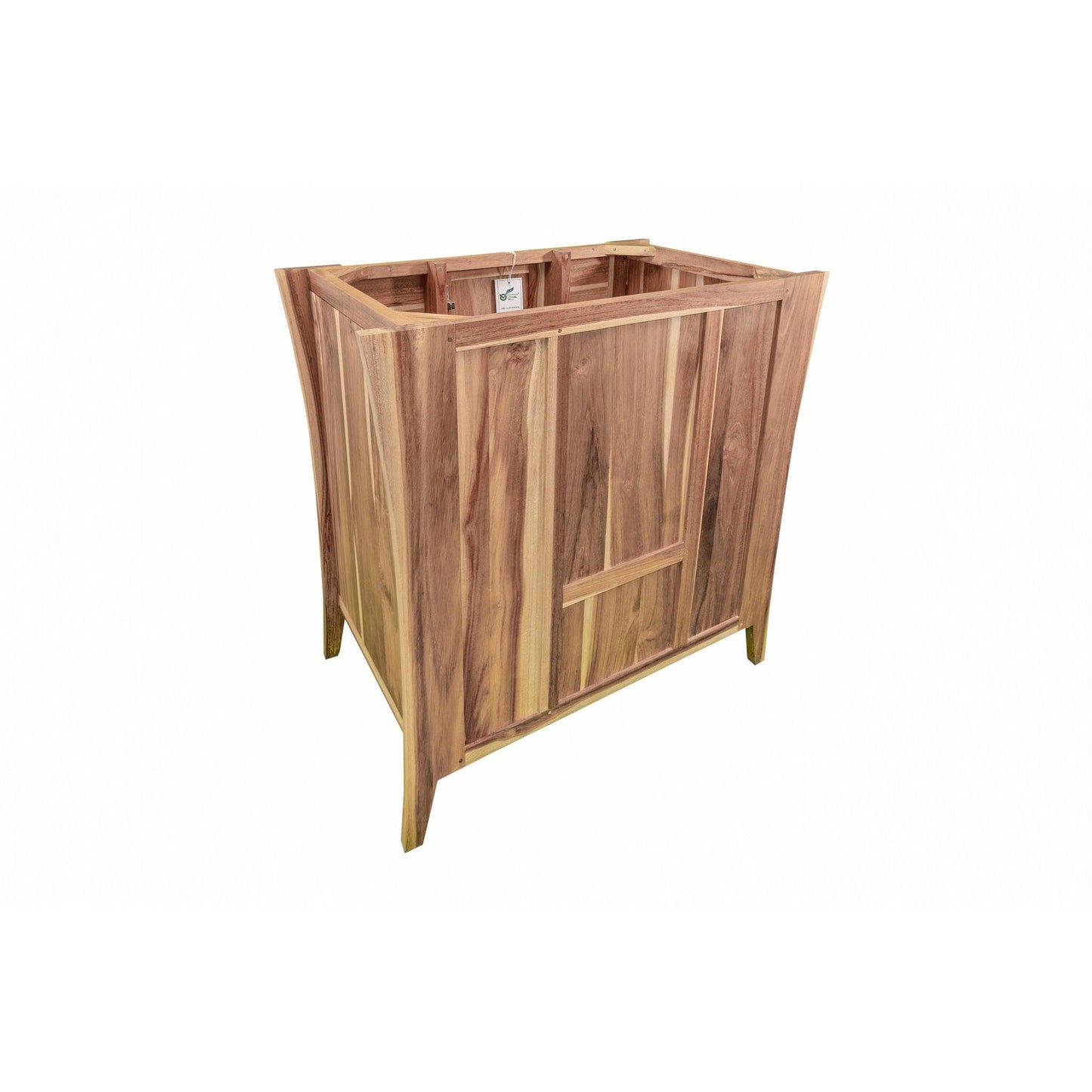 EcoDecors Curvature 36" EarthyTeak Solid Teak Wood Fully Assembled Freestanding Vanity Base For Drop-in Sink