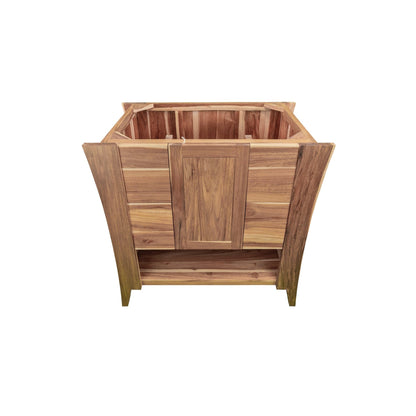 EcoDecors Curvature 36" EarthyTeak Solid Teak Wood Fully Assembled Freestanding Vanity Base For Drop-in Sink