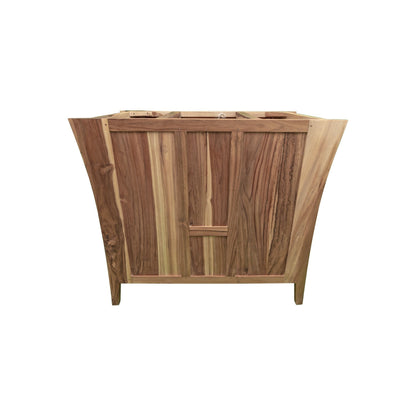 EcoDecors Curvature 36" EarthyTeak Solid Teak Wood Fully Assembled Freestanding Vanity Base For Vessel Sink