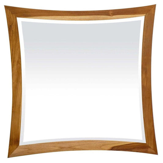 EcoDecors Curvature 36" x 35" EarthyTeak Solid Teak Wood Fully Assembled Wall Mirror