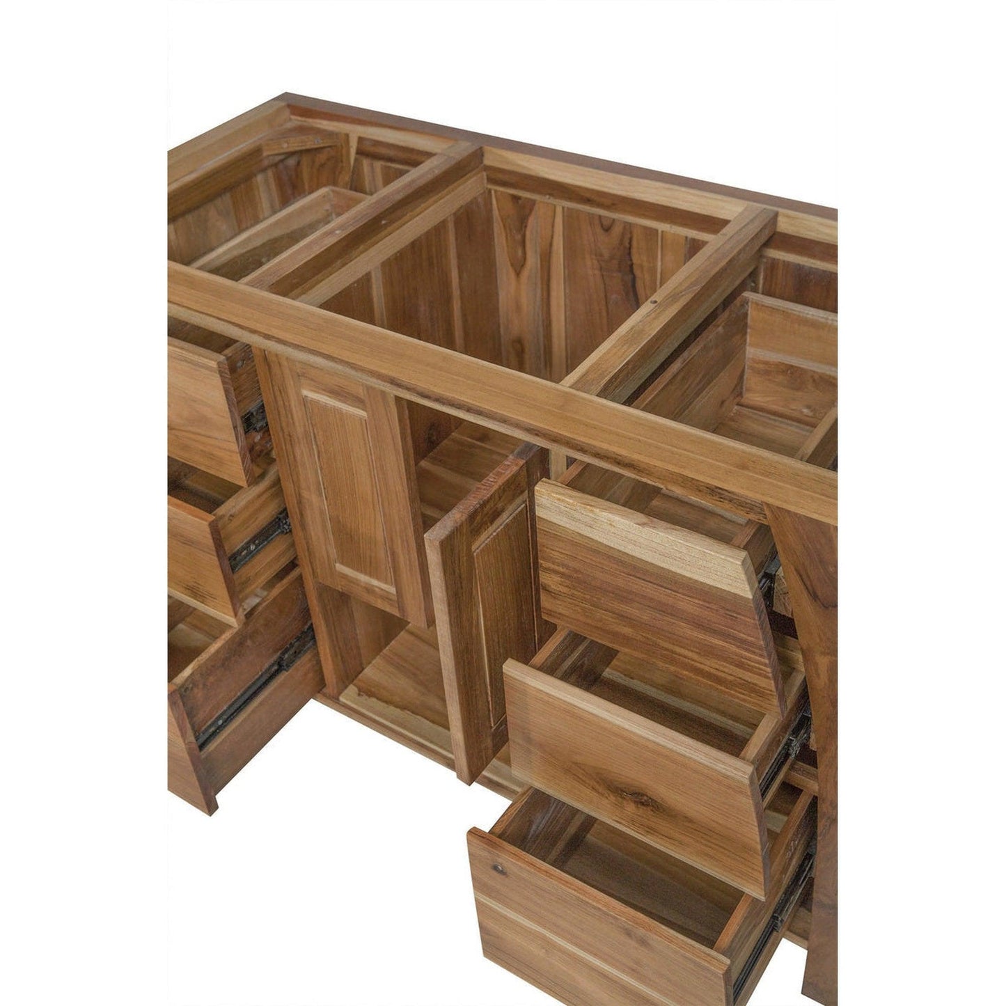 EcoDecors Curvature 48" EarthyTeak Solid Teak Wood Fully Assembled Freestanding Vanity Base