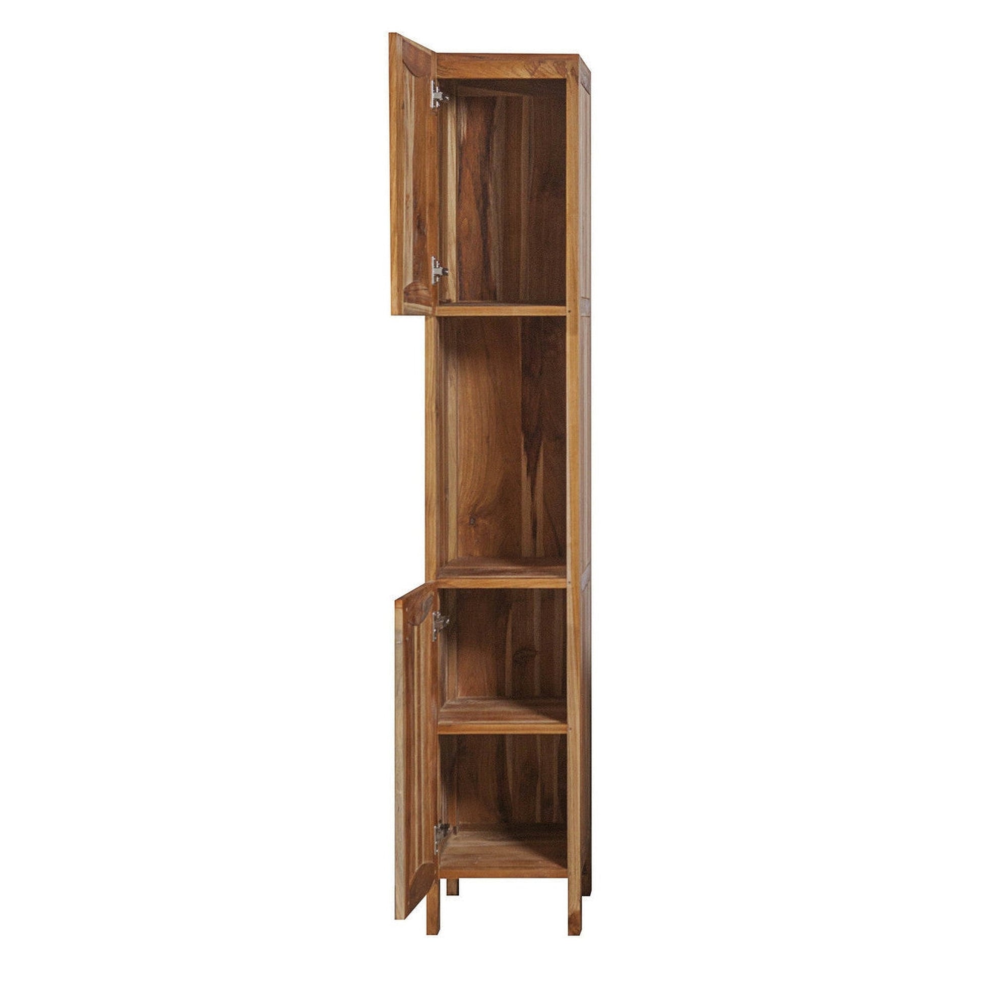 EcoDecors Curvature 79" EarthyTeak Solid Teak Wood Fully Assembled Freestanding Linen Tower
