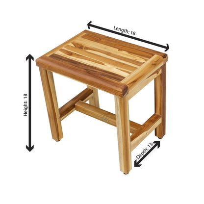 EcoDecors Eleganto 18" EarthyTeak Solid Teak Wood Shower Bench
