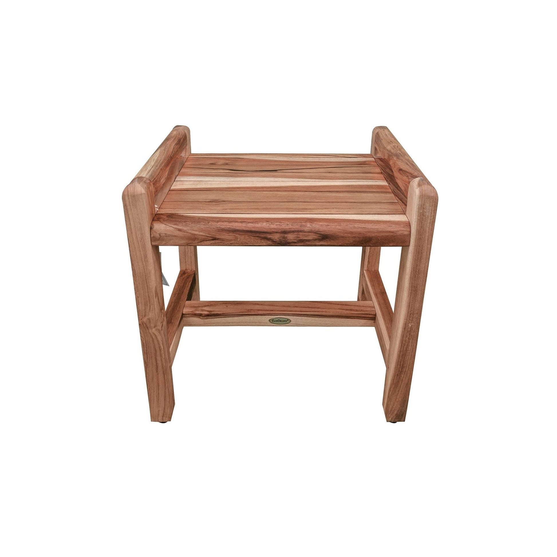 EcoDecors Eleganto 20" EarthyTeak Solid Teak Wood Shower Bench With LiftAide Arms