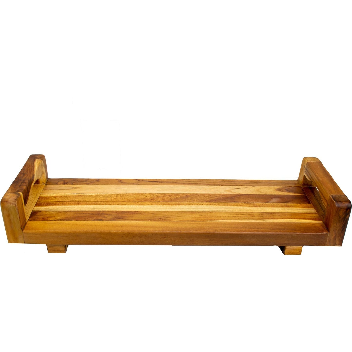 EcoDecors Eleganto 29" EarthyTeak Solid Teak Wood Bath Tray and Seat With LiftAide Arms