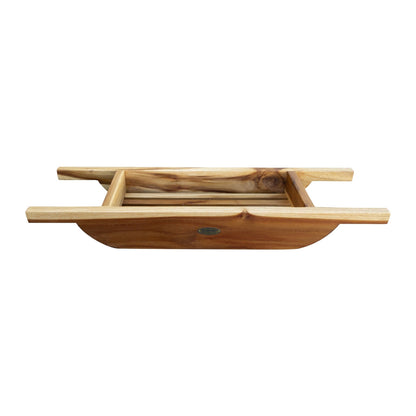 EcoDecors Eleganto 30" EarthyTeak Solid Teak Wood Bath Caddy With Handles