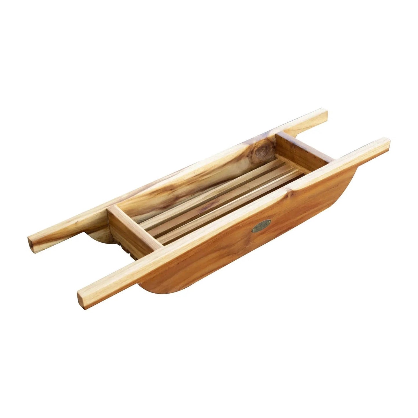 EcoDecors Eleganto 30" EarthyTeak Solid Teak Wood Bath Caddy With Handles