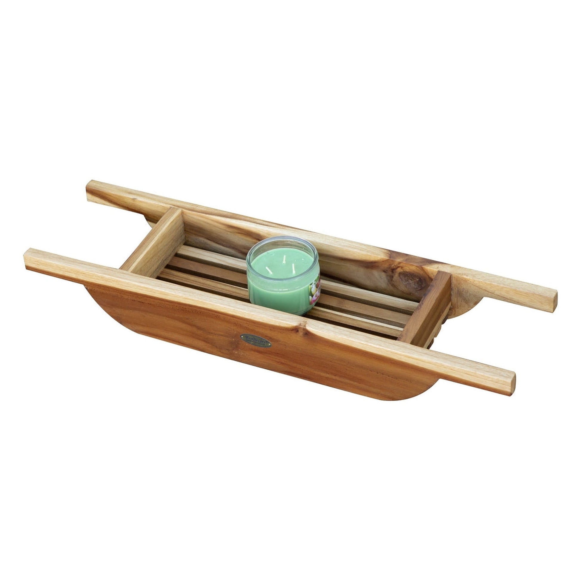 EcoDecors Eleganto 30" EarthyTeak Solid Teak Wood Bath Caddy With Handles