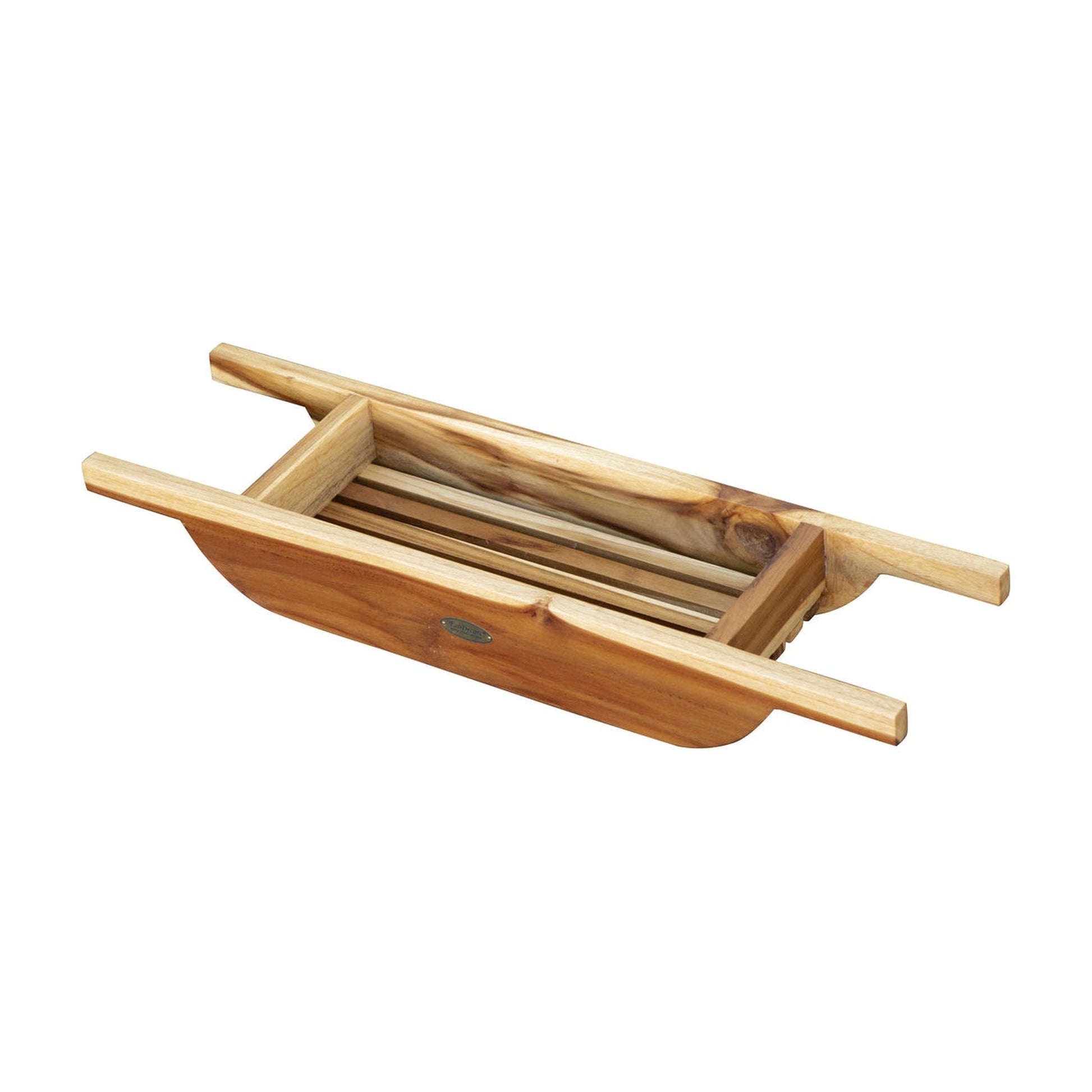 EcoDecors Eleganto 30" EarthyTeak Solid Teak Wood Bath Caddy With Handles