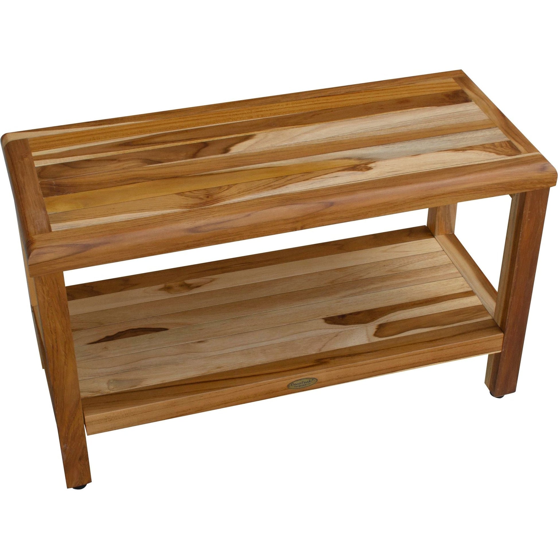 EcoDecors Eleganto 30" EarthyTeak Solid Teak Wood Shower Bench With Shelf