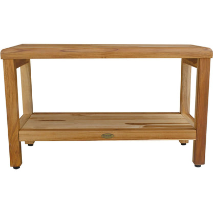 EcoDecors Eleganto 30" EarthyTeak Solid Teak Wood Shower Bench With Shelf