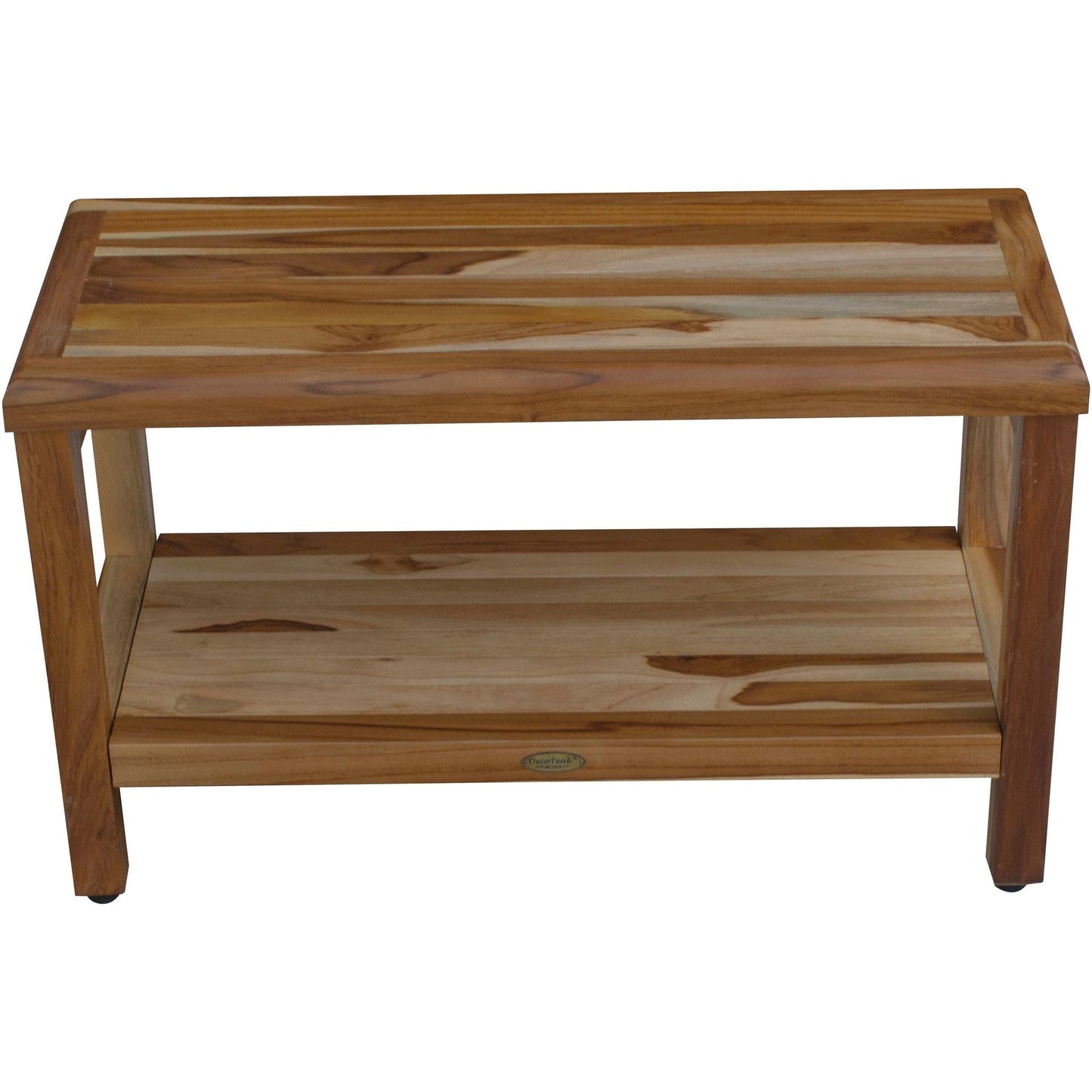 EcoDecors Eleganto 30" EarthyTeak Solid Teak Wood Shower Bench With Shelf