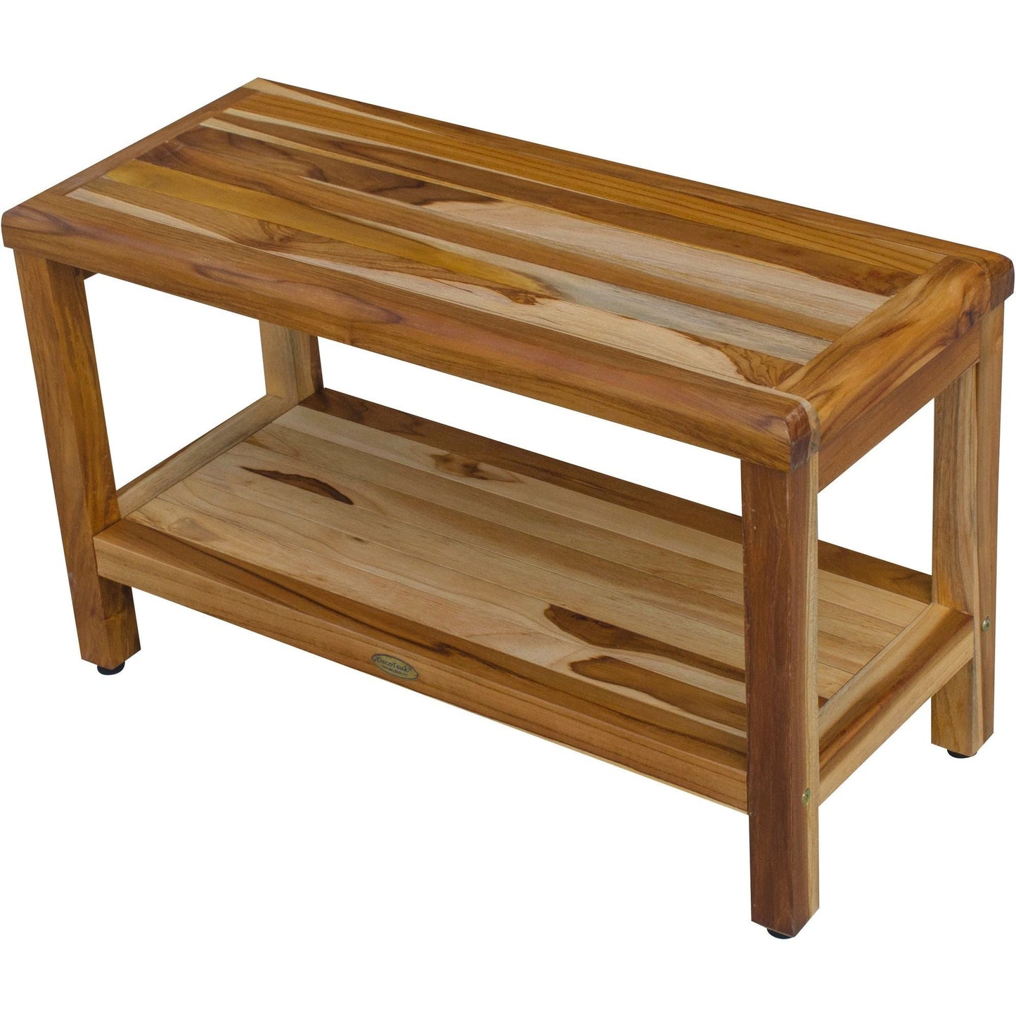 EcoDecors Eleganto 30" EarthyTeak Solid Teak Wood Shower Bench With Shelf