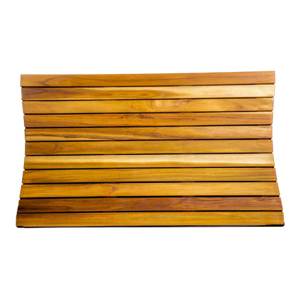 EcoDecors Eleganto 31" EarthyTeak Solid Teak Wood Slatted Bathroom Floor Mat