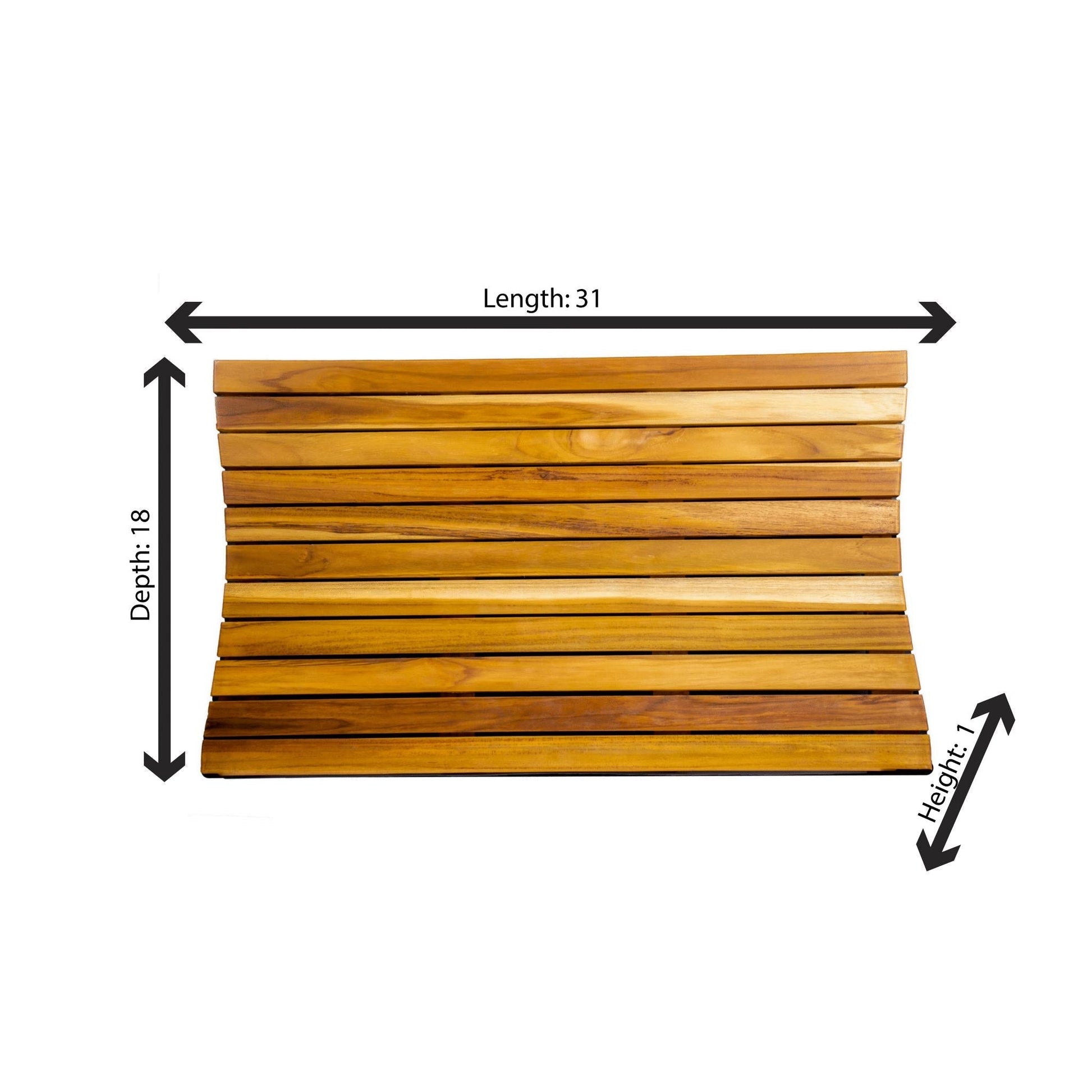 EcoDecors Eleganto 31" EarthyTeak Solid Teak Wood Slatted Bathroom Floor Mat