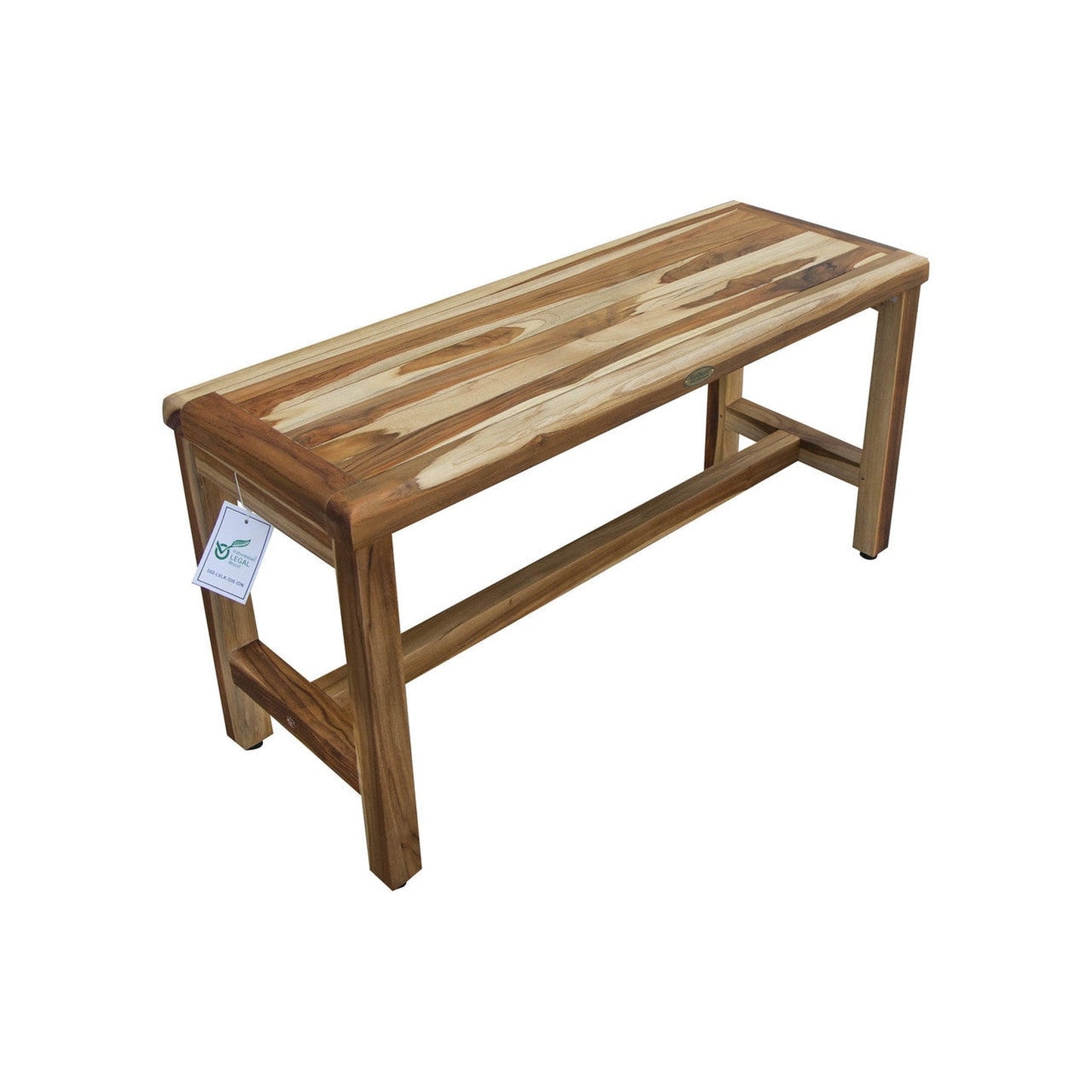 EcoDecors Eleganto 35" EarthyTeak Solid Teak Wood Shower Bench