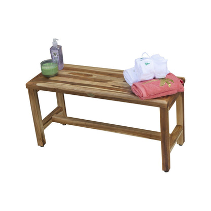 EcoDecors Eleganto 35" EarthyTeak Solid Teak Wood Shower Bench