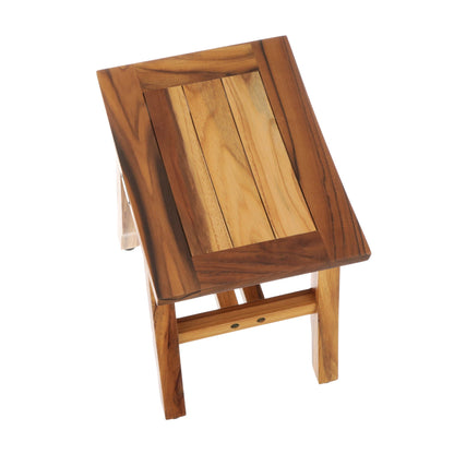 EcoDecors Satori 14" EarthyTeak Solid Teak Wood Shower Bench