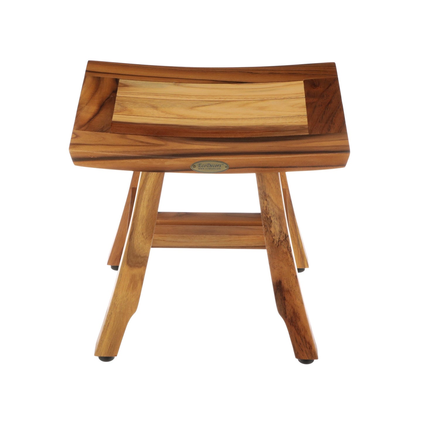 EcoDecors Satori 14" EarthyTeak Solid Teak Wood Shower Bench