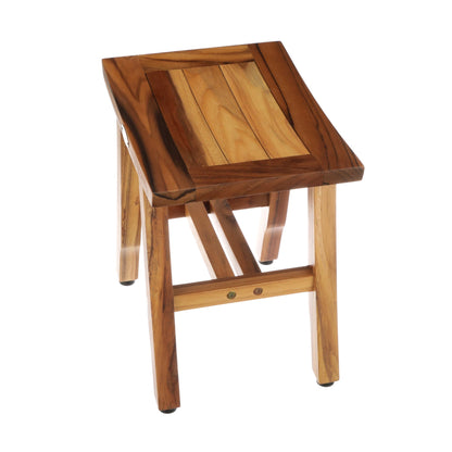 EcoDecors Satori 14" EarthyTeak Solid Teak Wood Shower Bench