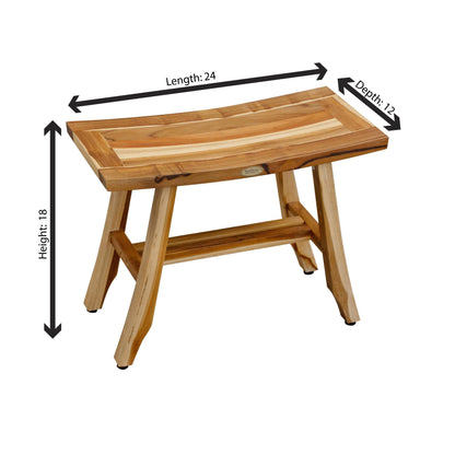 EcoDecors Satori 24" EarthyTeak Solid Teak Wood Shower Bench