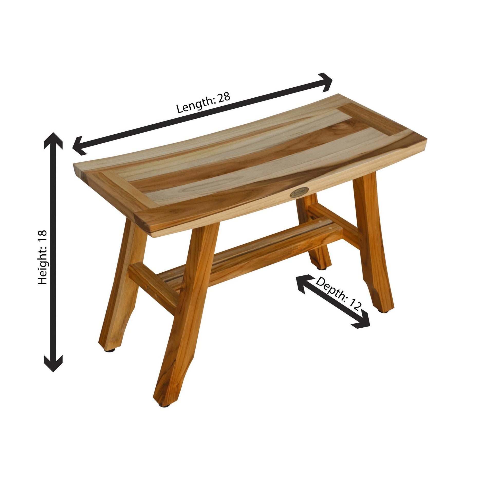 EcoDecors Satori 28" EarthyTeak Solid Teak Wood Shower Bench