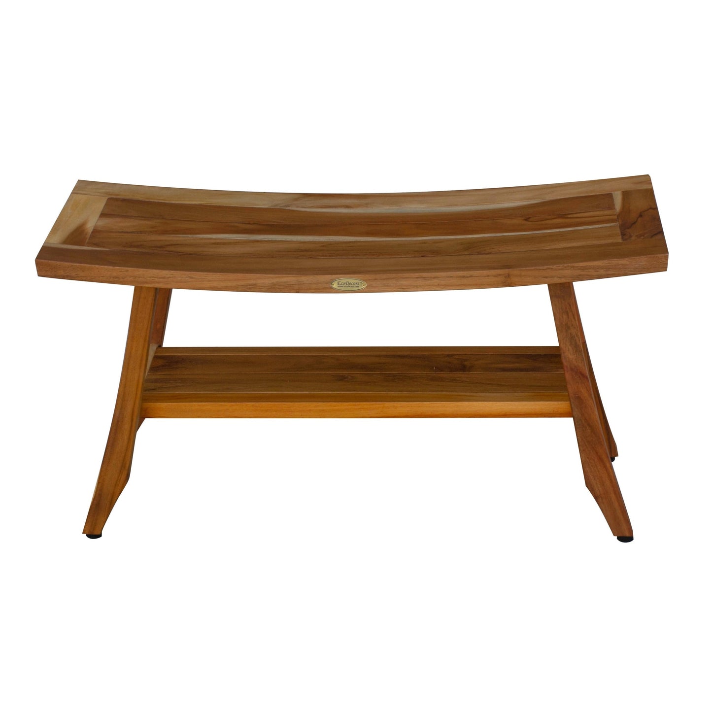 EcoDecors Satori 34" EarthyTeak Solid Teak Wood Shower Bench With Shelf