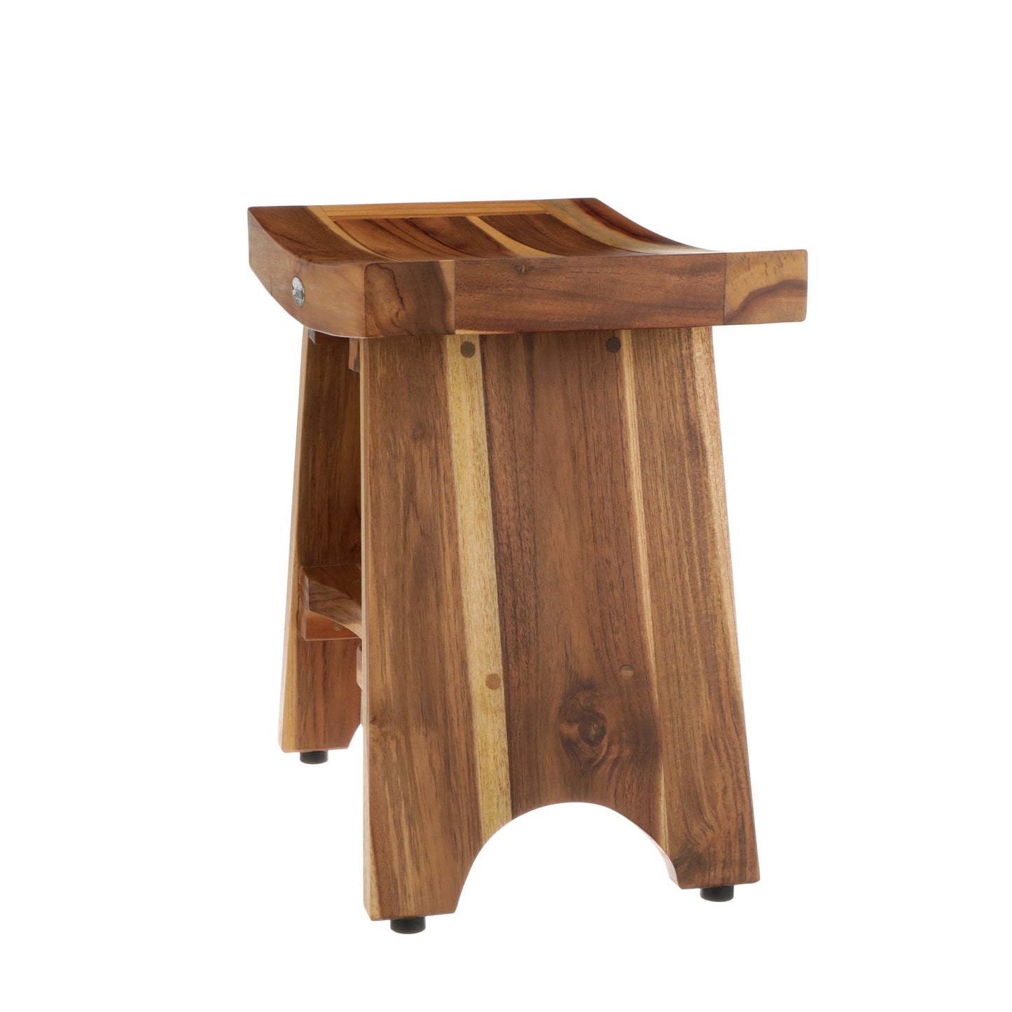 EcoDecors Serenity 18" EarthyTeak Solid Teak Wood Shower Bench With Shelf