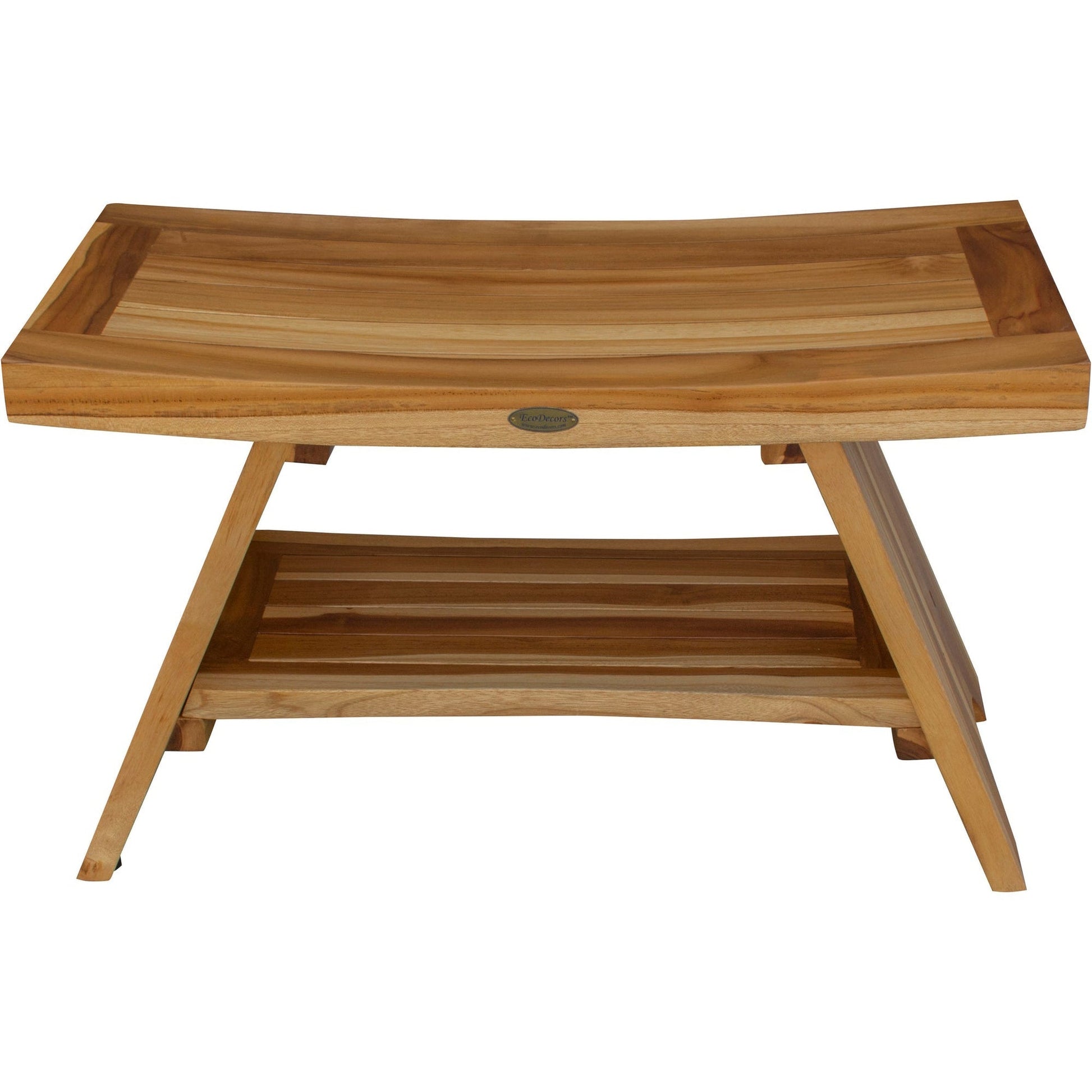 EcoDecors Serenity 30" EarthyTeak Solid Teak Wood Shower Bench With Shelf