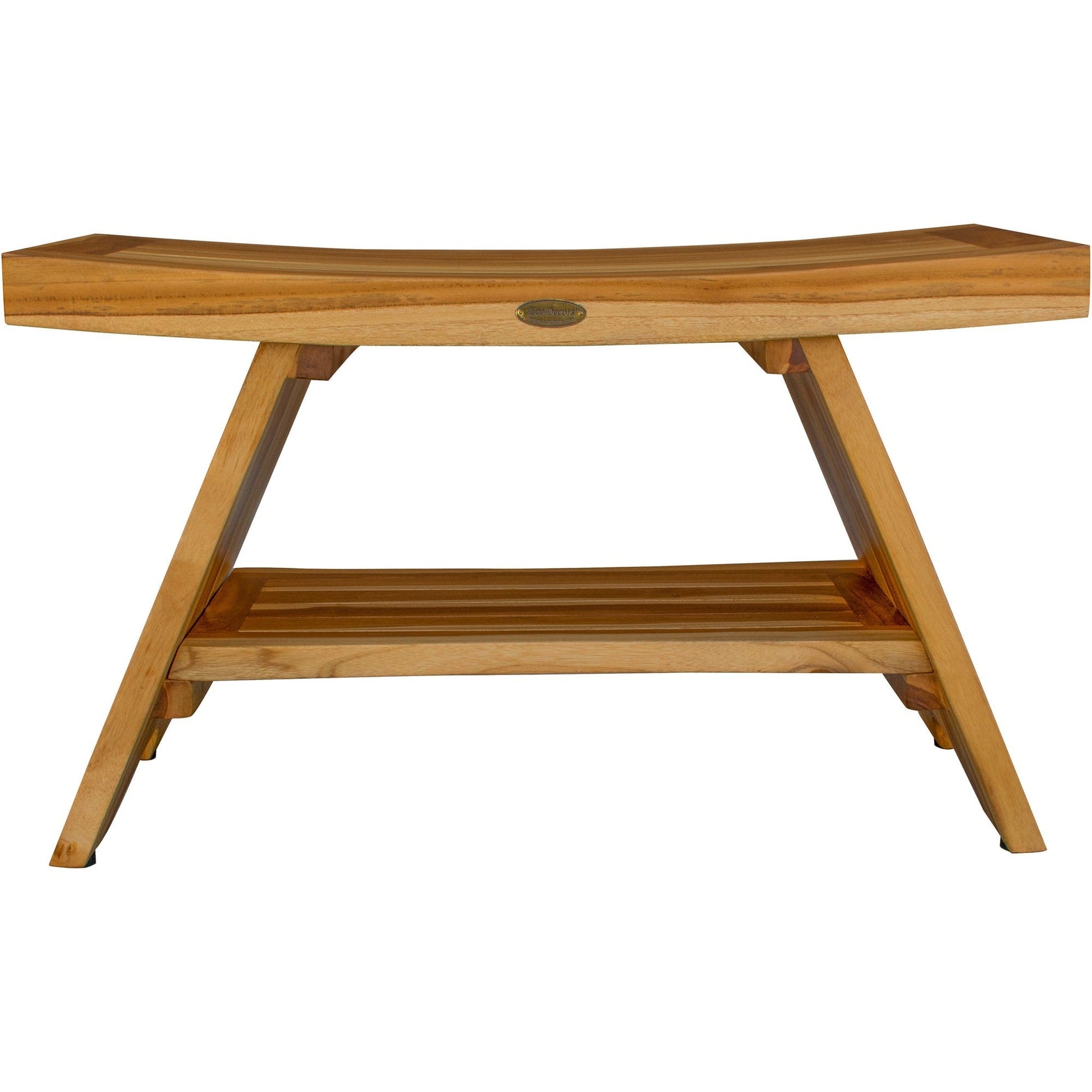 EcoDecors Serenity 30" EarthyTeak Solid Teak Wood Shower Bench With Shelf