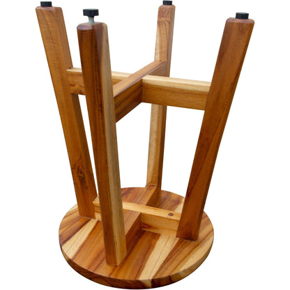 EcoDecors Shoji 12" EarthyTeak Solid Teak Wood Round Seat Shower Stool