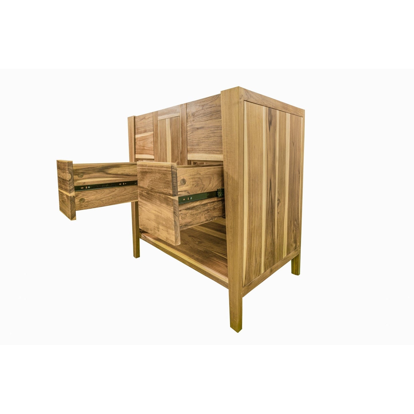 EcoDecors Significado 36" Brown Solid Teak Wood Fully Assembled Freestanding Wide Vanity Base