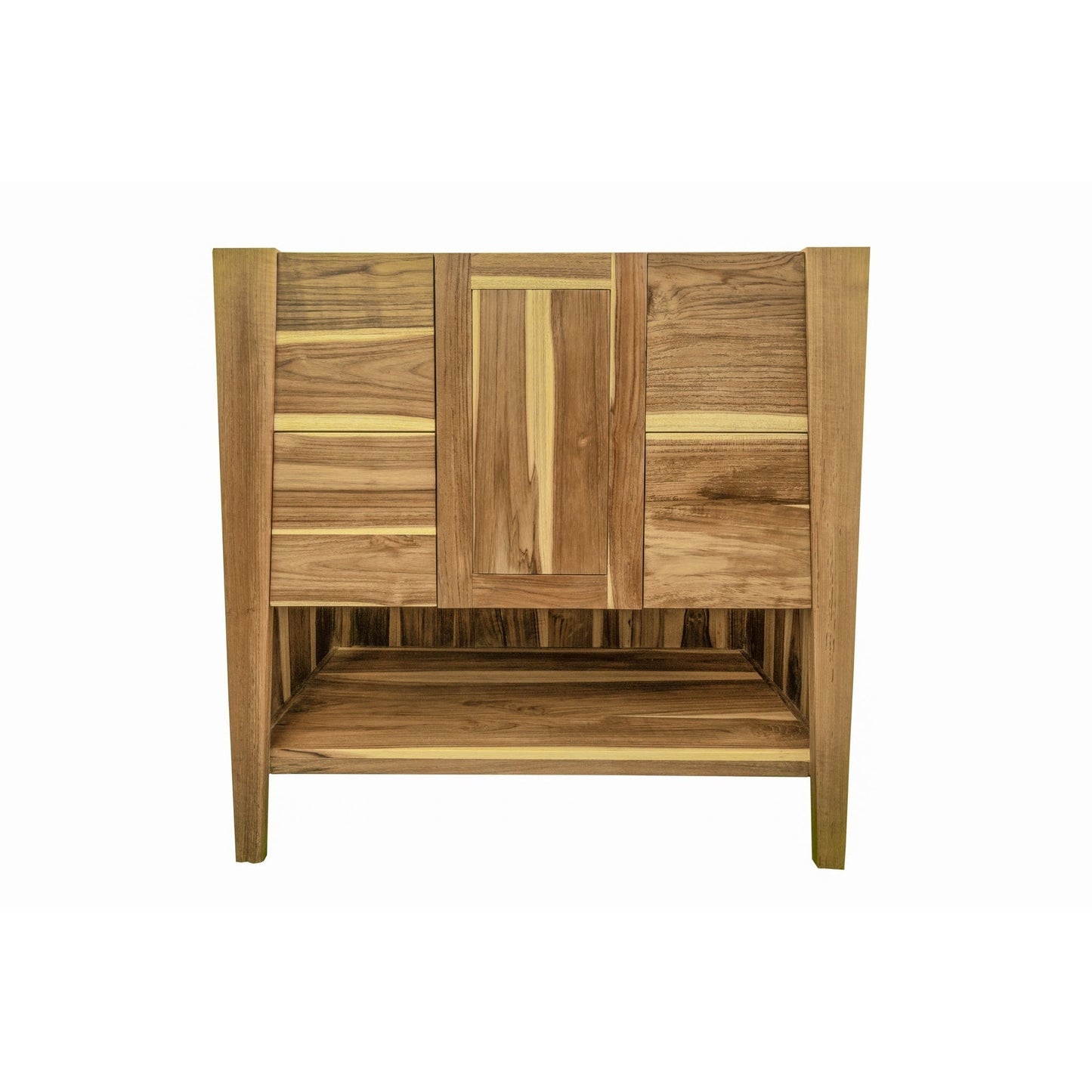 EcoDecors Significado 36" Brown Solid Teak Wood Fully Assembled Freestanding Wide Vanity Base