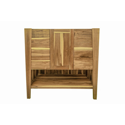 EcoDecors Significado 36" Brown Solid Teak Wood Fully Assembled Freestanding Wide Vanity Base
