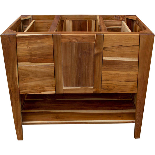 EcoDecors Significado 36" EarthyTeak Solid Teak Wood Fully Assembled Freestanding Vanity Base