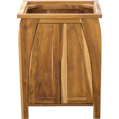 EcoDecors Tranquility 24" EarthyTeak Solid Teak Wood Fully Assembled Freestanding Vanity Base