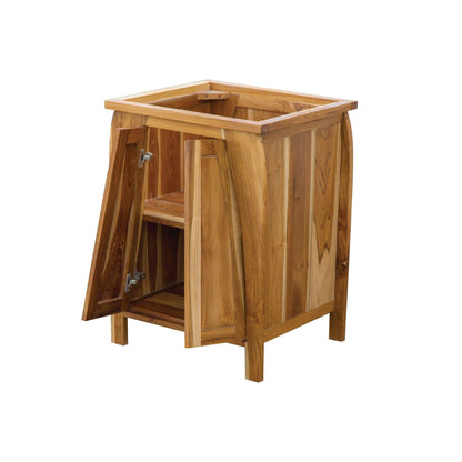 EcoDecors Tranquility 24" EarthyTeak Solid Teak Wood Fully Assembled Freestanding Vanity Base