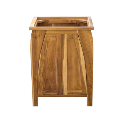 EcoDecors Tranquility 24" EarthyTeak Solid Teak Wood Fully Assembled Freestanding Vanity Base