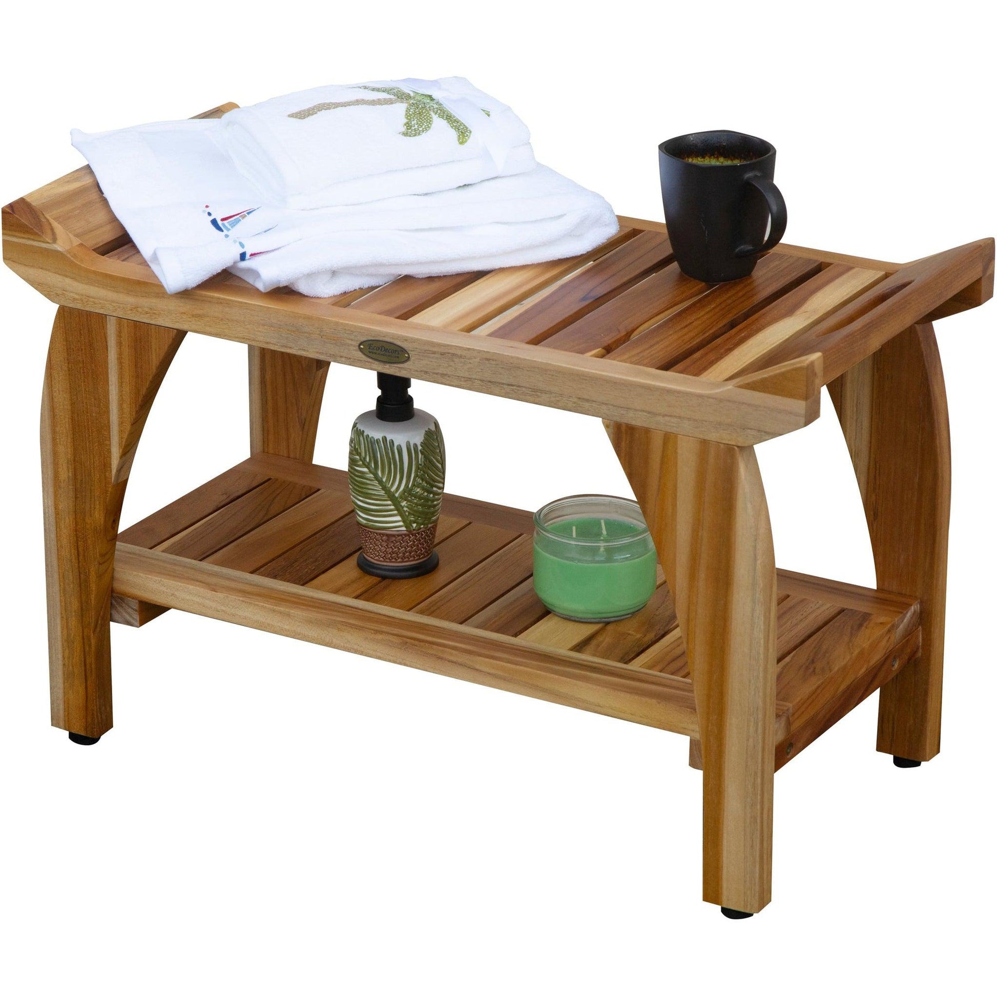 EcoDecors Tranquility 29 EarthyTeak Solid Teak Wood Shower Bench With – US  Bath Store