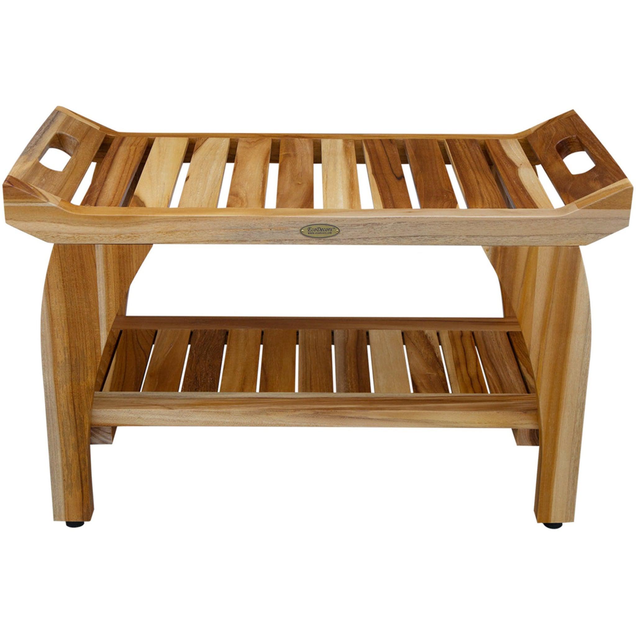 EcoDecors Tranquility 29 EarthyTeak Solid Teak Wood Shower Bench