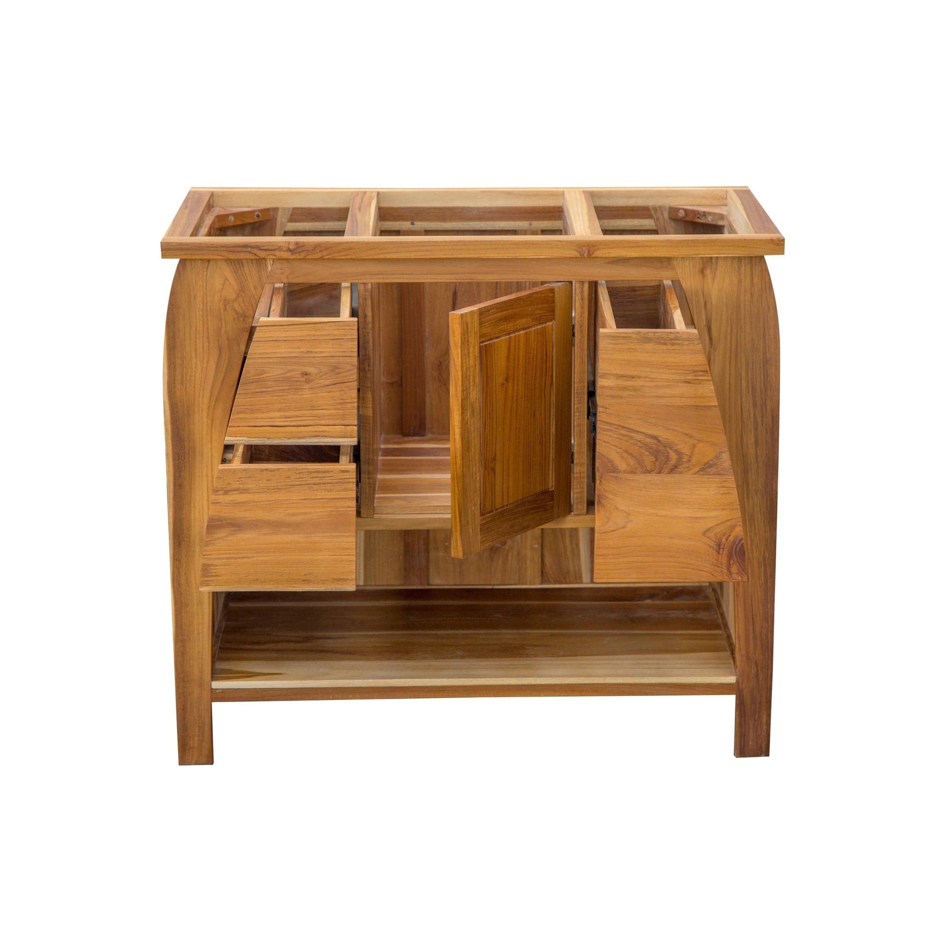 EcoDecors Tranquility 36" EarthyTeak Solid Teak Wood Fully Assembled Freestanding Vanity Base