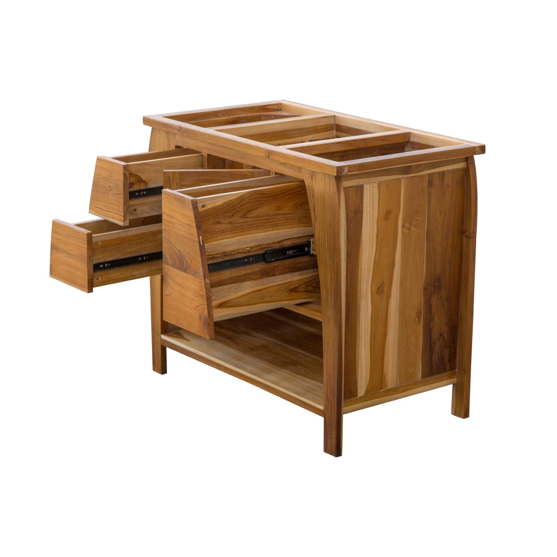 EcoDecors Tranquility 36" EarthyTeak Solid Teak Wood Fully Assembled Freestanding Vanity Base
